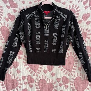 GUESS Black Logo Quarter Zip Sweater